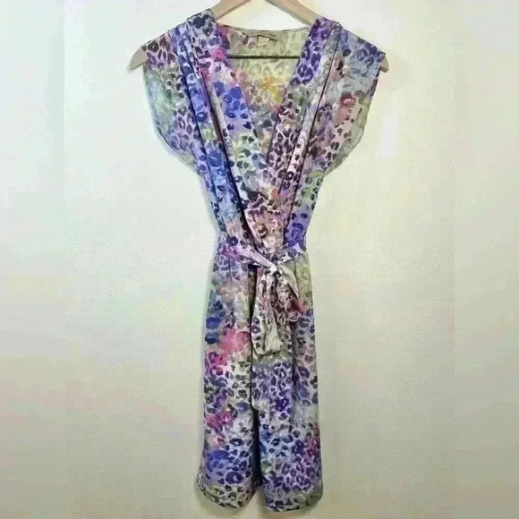 Presley Skye Silk Watercolor Dot Faux Wrap Dress Size PXXS - Picture 4 of 15